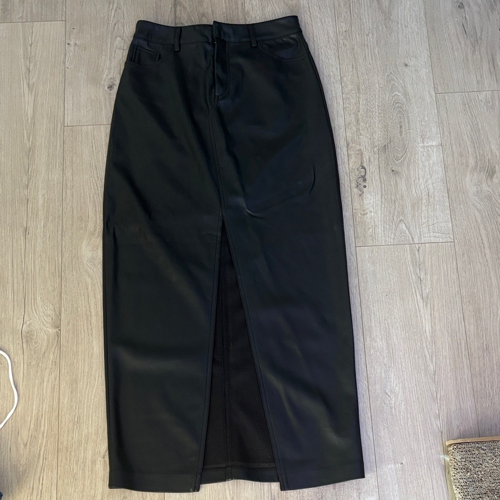 Topshop Black faux leather Maxi Skirt